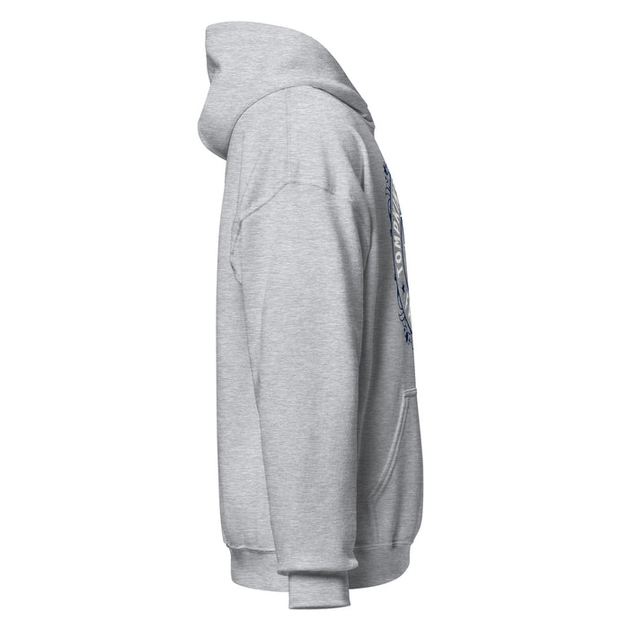 Right side view of Tompkins High School Falcons Grey Classic Unisex Hoodie 227