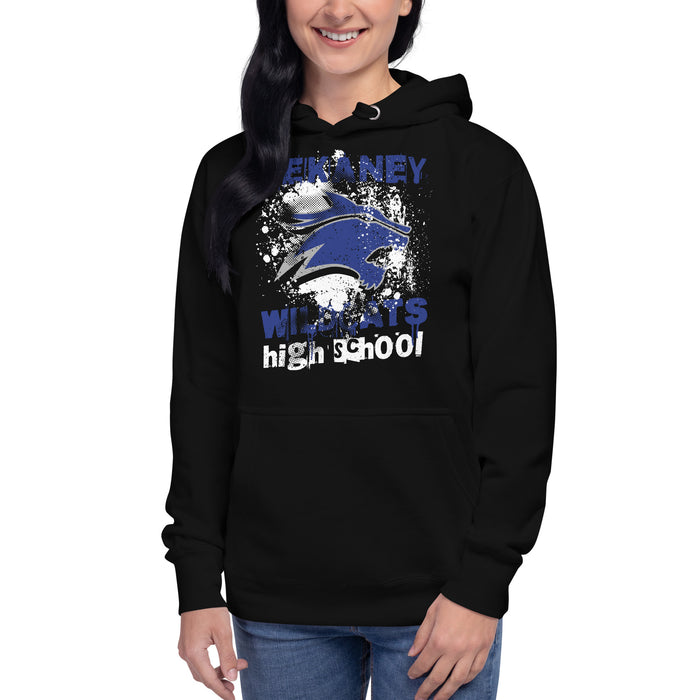 Woman wearing Dekaney High School Wildcats Black Premium Unisex Hoodie 205