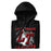 A close-up picture of a black hoodie with the Lake Travis High School Cavaliers logo folded neatly. This hoodie features design #205