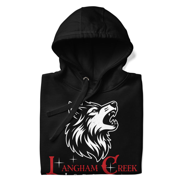 Neatly folded Langham Creek High School Lobos Black Premium Unisex Hoodie 224