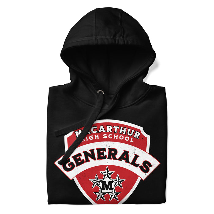 Neatly folded MacArthur High School Generals Black Premium Unisex Hoodie 221