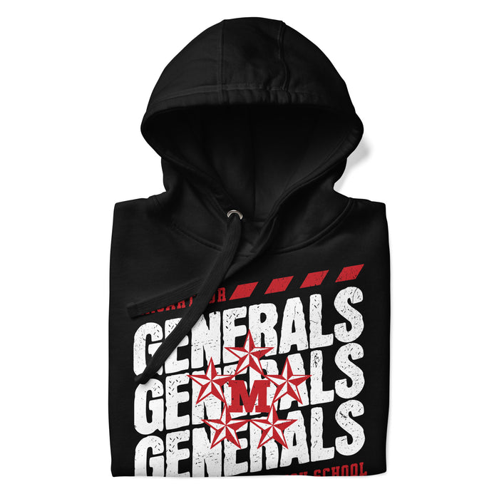 Neatly folded MacArthur High School Generals Black Premium Unisex Hoodie 223