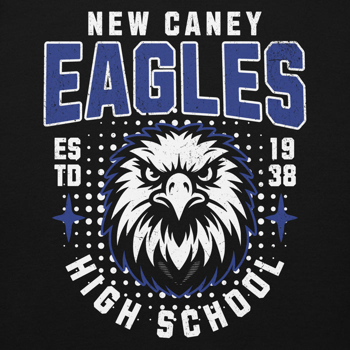 Close-up view of New Caney High School Eagles Black Premium Unisex Hoodie 204