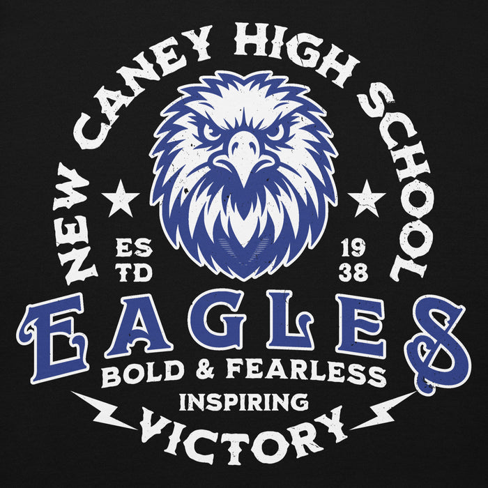 Close-up view of New Caney High School Eagles Black Premium Unisex Hoodie 206