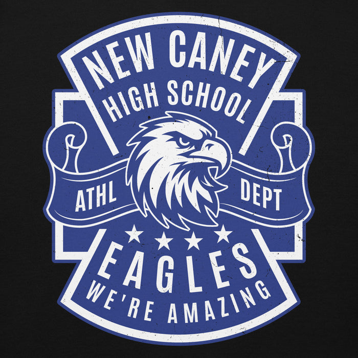 Close-up view of New Caney High School Eagles Black Premium Unisex Hoodie 207