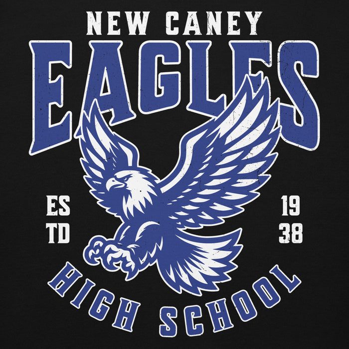 Close-up view of New Caney High School Eagles Black Premium Unisex Hoodie 213