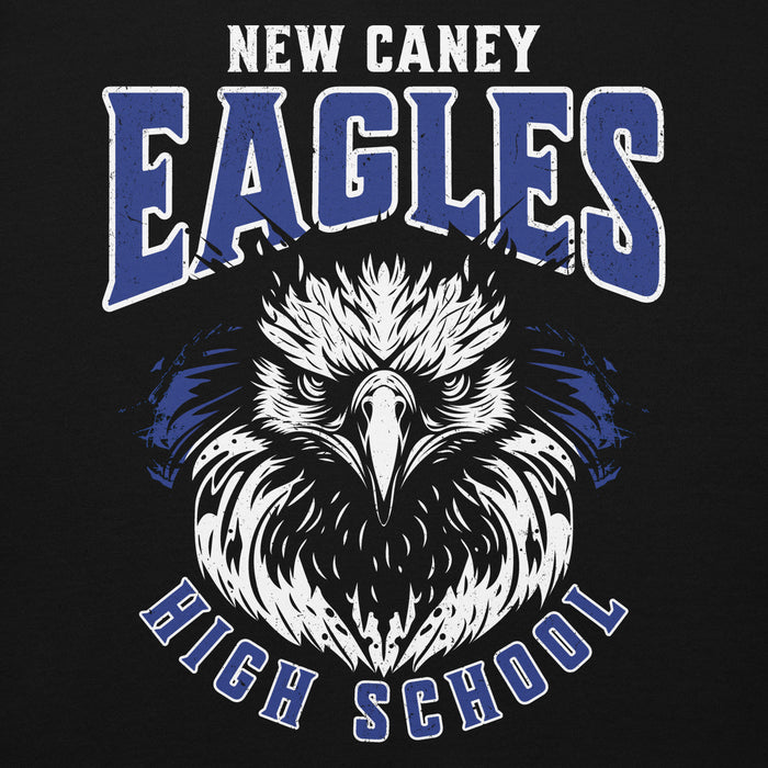 Close-up view of New Caney High School Eagles Black Premium Unisex Hoodie 224