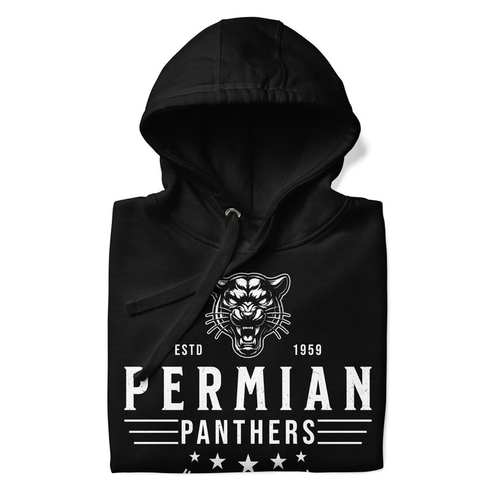 Neatly folded Permian High School Panthers Black Premium Unisex Hoodie 217