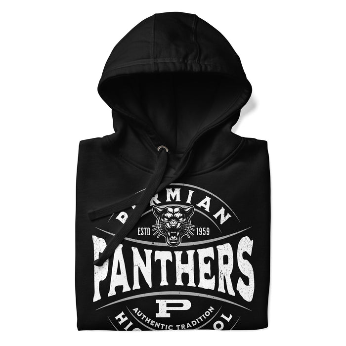 Neatly folded Permian High School Panthers Black Premium Unisex Hoodie 218