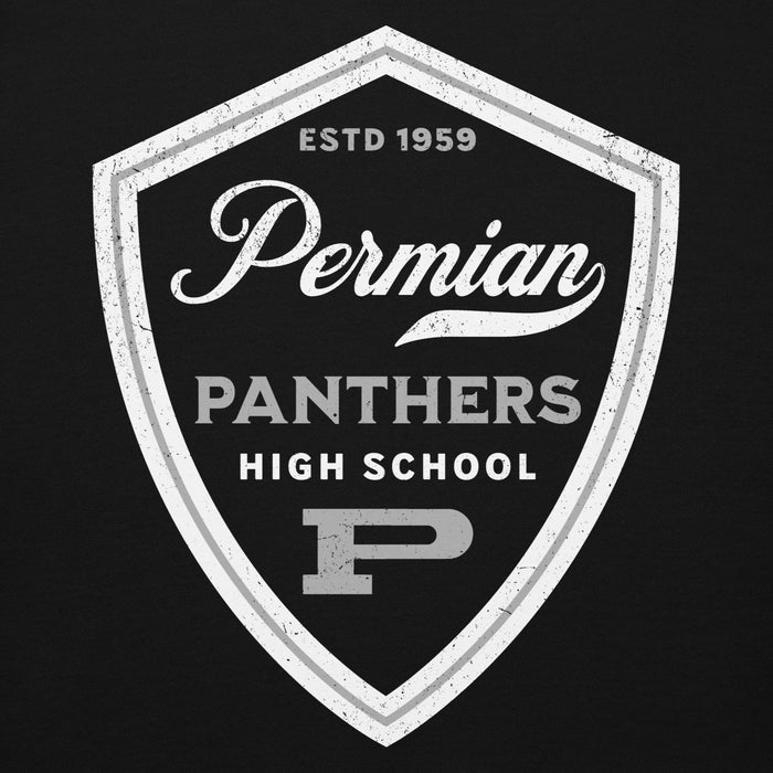 Close-up view of Permian High School Panthers Black Premium Unisex Hoodie 225