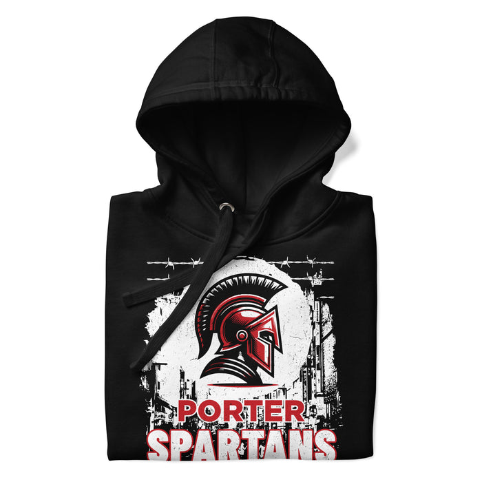 Neatly folded Porter High School Spartans Black Premium Unisex T-shirt 202