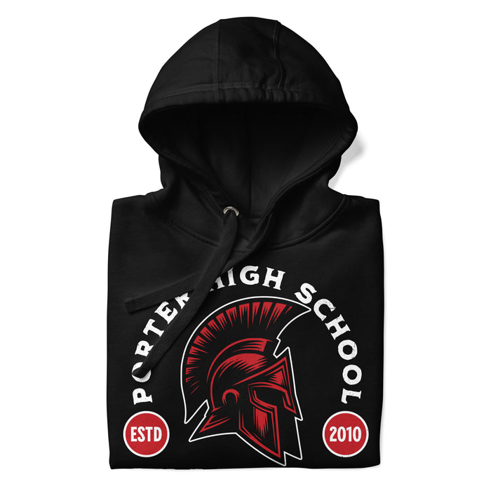 Neatly folded Porter High School Spartans Black Premium Unisex T-shirt 208