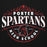 Close-up view of Porter High School Spartans Black Premium Unisex T-shirt 211