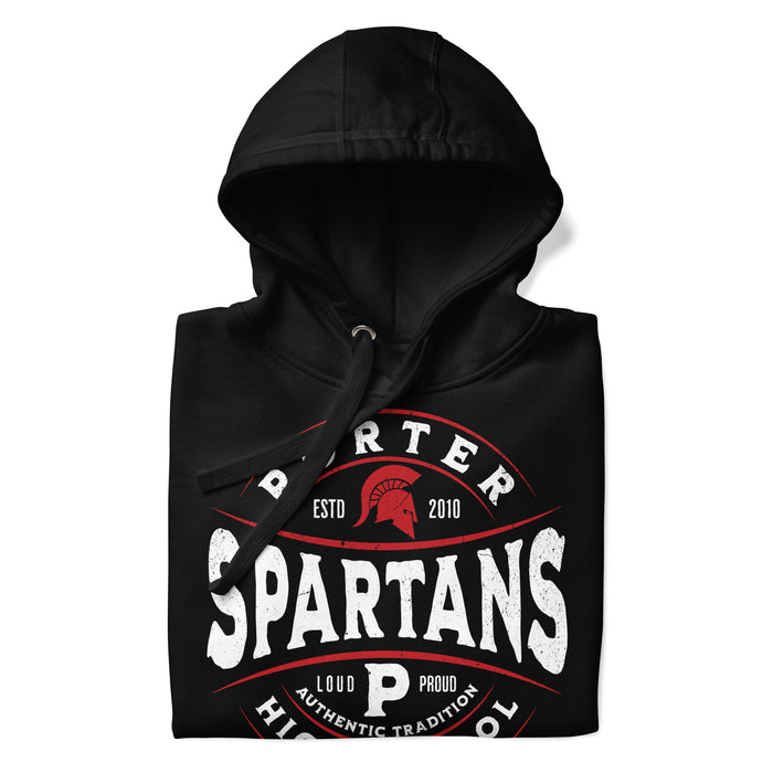 Neatly folded Porter High School Spartans Black Premium Unisex T-shirt 218