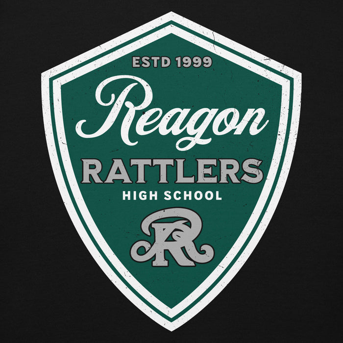 Close-up view of Reagan High School Rattlers Premium Black Hoodie 225