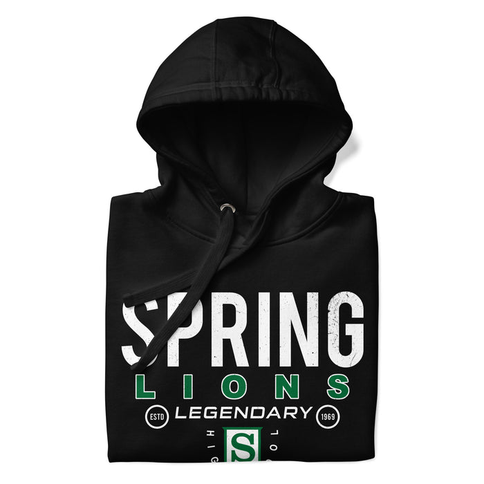 Neatly folded Spring High School Lions Black Premium Unisex Hoodie 003