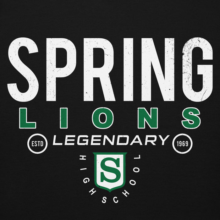 Close-up view of Spring High School Lions Black Premium Unisex Hoodie 003