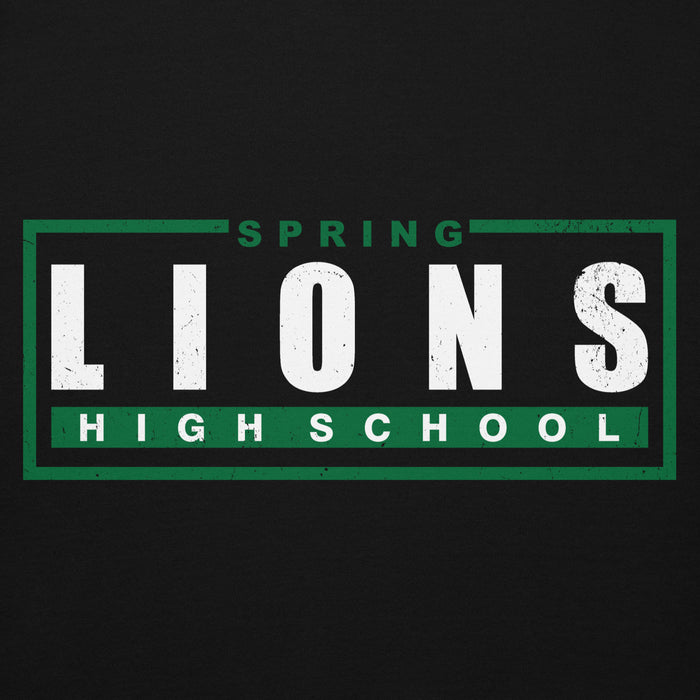 Close-up view of Spring High School Lions Black Premium Unisex Hoodie 049