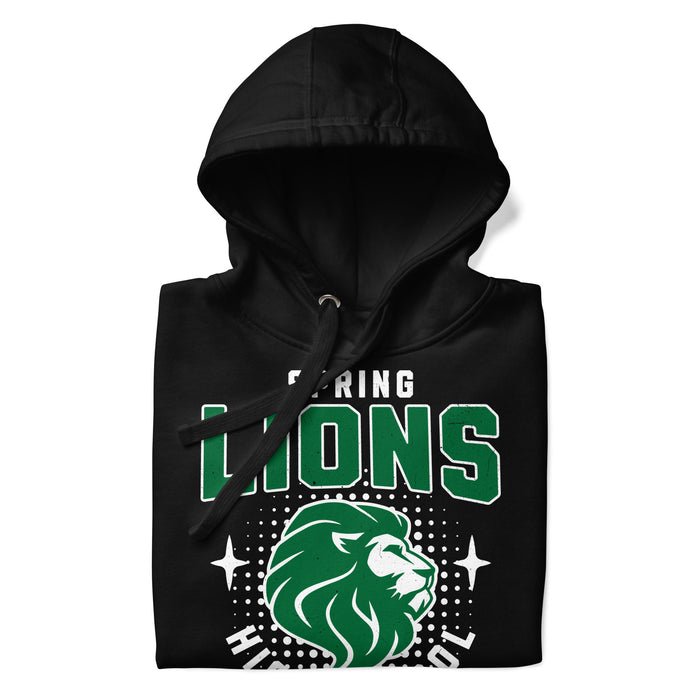 Neatly folded Spring High School Lions Black Premium Unisex Hoodie 204