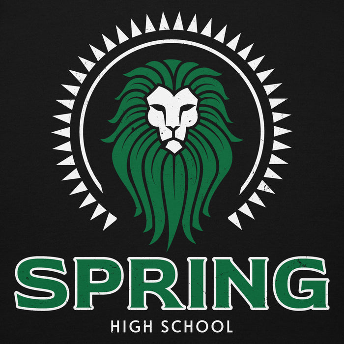 Close-up view of Spring High School Lions Black Premium Unisex Hoodie 221