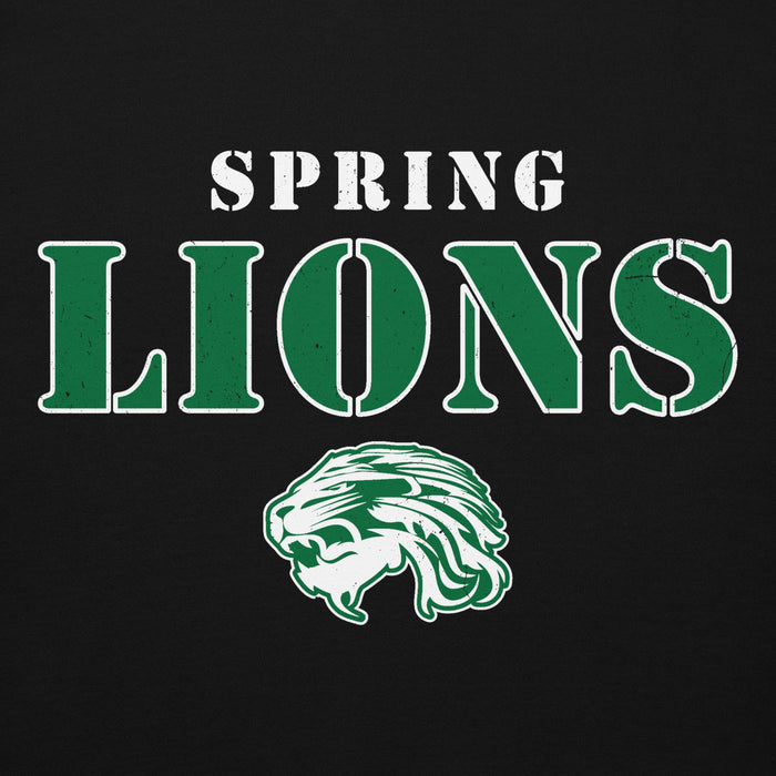 Close-up view of Spring High School Lions Black Premium Unisex Hoodie 222