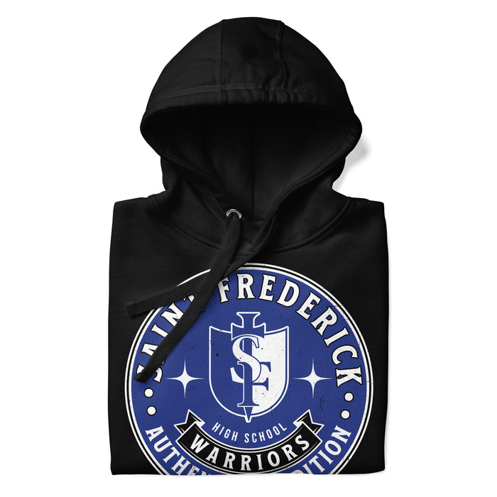 Neatly folded view of St. Frederick High School Warriors Black Premium Unisex Hoodie 215