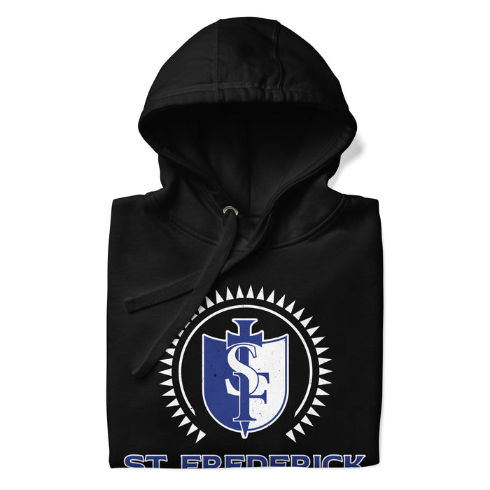 Neatly folded view of St. Frederick High School Warriors Black Premium Unisex Hoodie 226