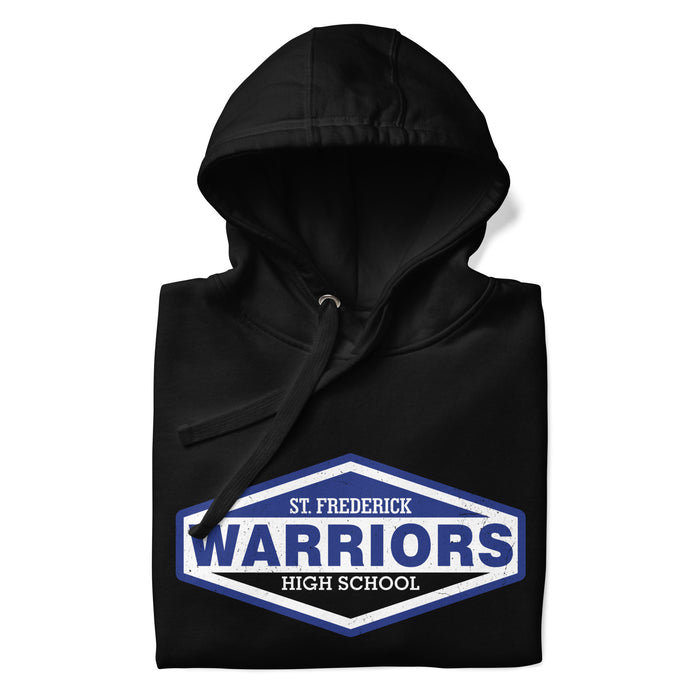 Neatly folded St. Frederick High School Warriors Black Premium Unisex Hoodie 009