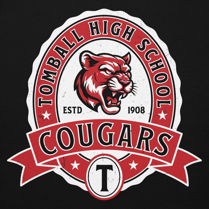 Close-up view of Tomball High School Cougars Black Premium Unisex Hoodie 212