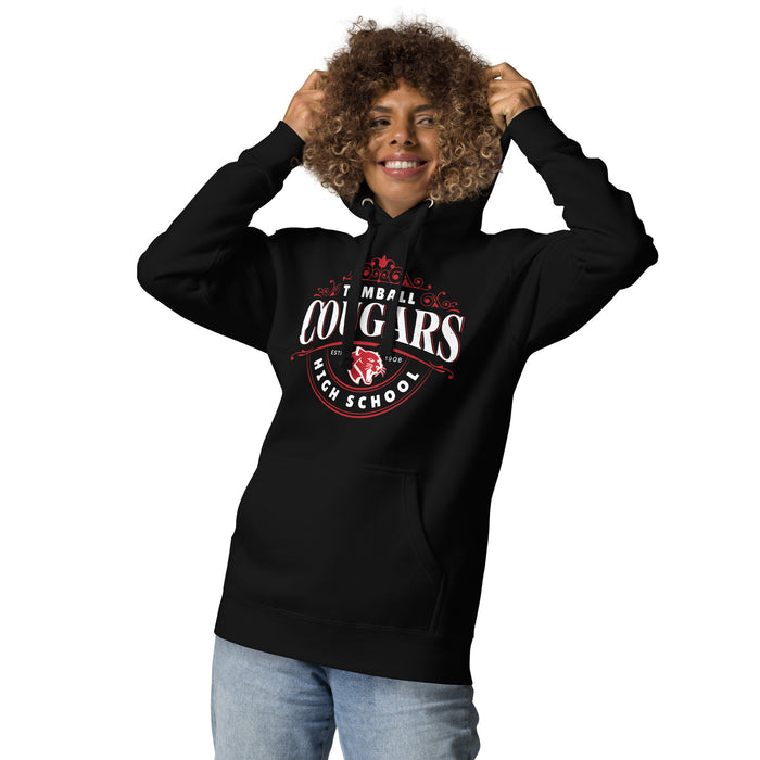 Woman wearing Tomball High School Cougars Black Premium Unisex Hoodie 211