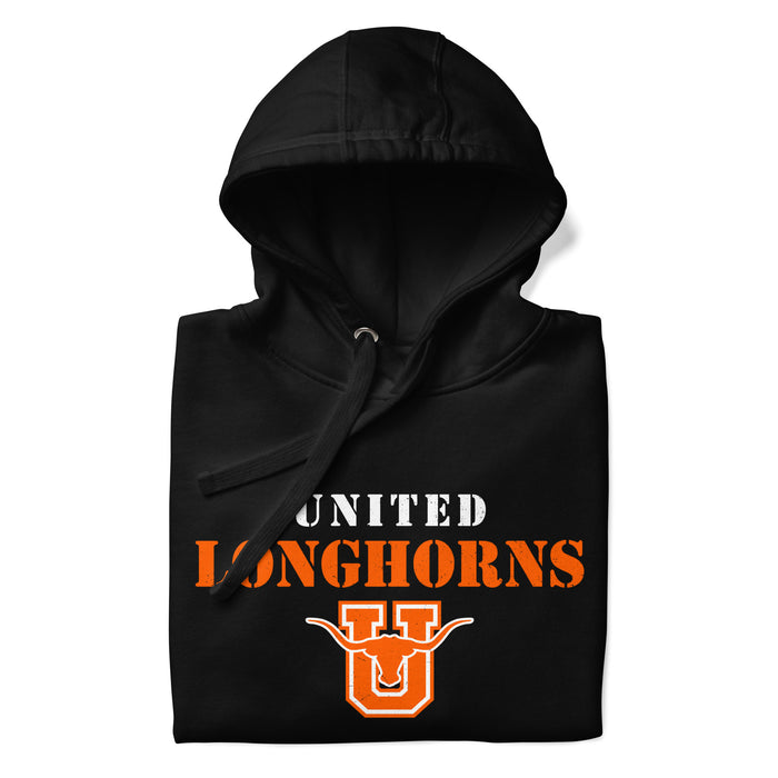 Neatly folded United High School Longhorns Black Premium Unisex Hoodie 222