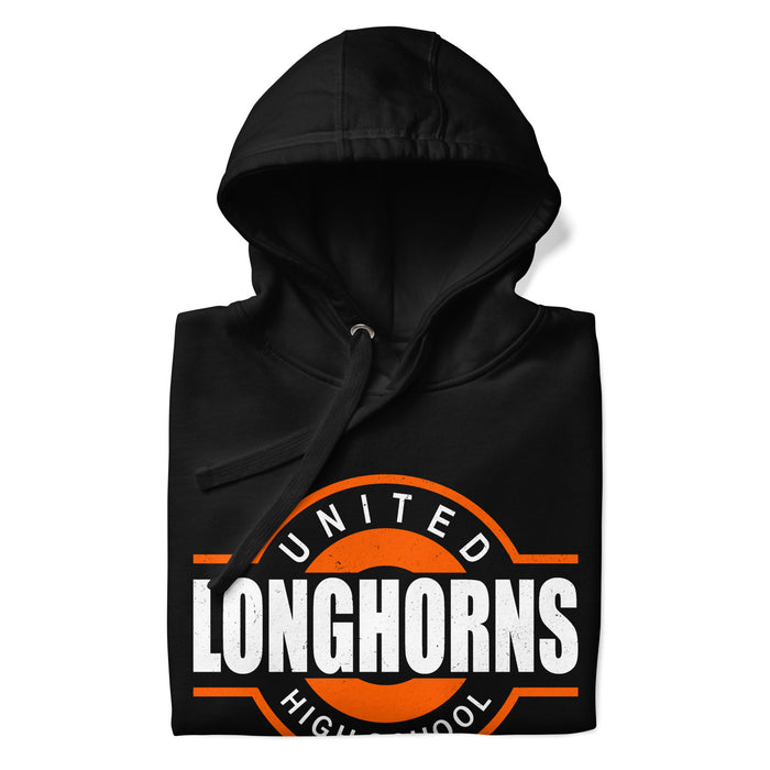 Neatly folded United High School Longhorns Black Premium Unisex Hoodie 011