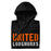 Neatly folded view of United High School Longhorns Black Premium Unisex Hoodie 017