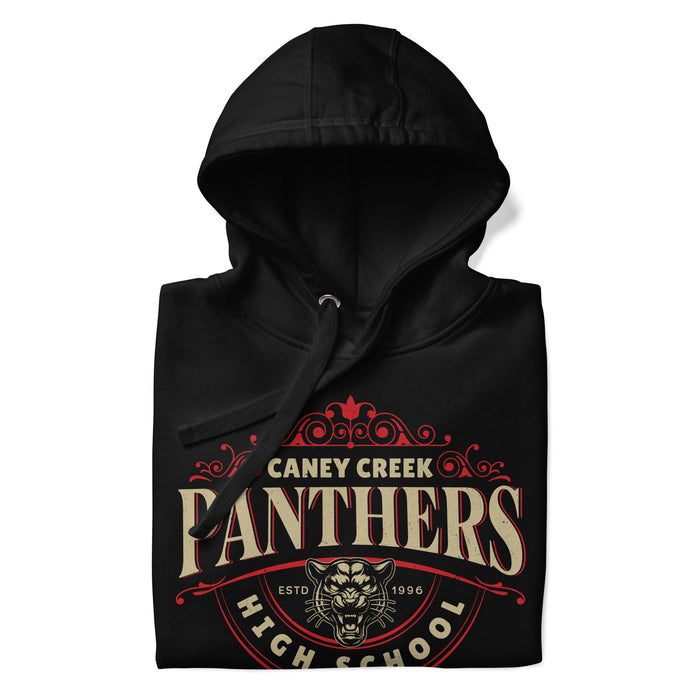 Neatly folded Caney Creek High School Panthers Black Premium Unisex Hoodie 213