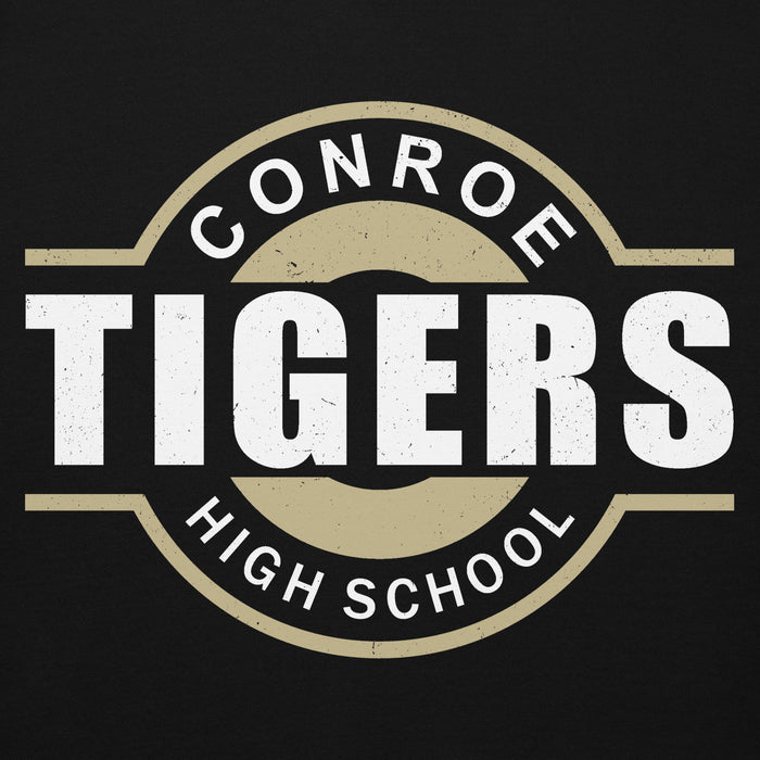 Close-up view of Conroe High School Tigers Black Premium Unisex Hoodie 011