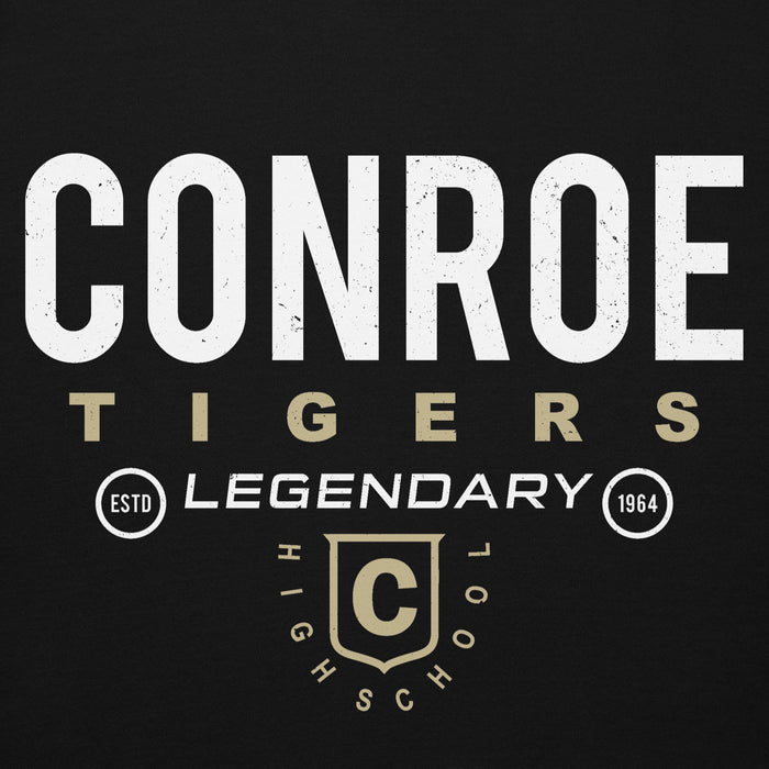 Close-up view of Conroe High School Tigers Black Premium Unisex Hoodie 003