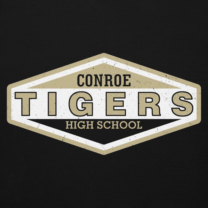Close-up view of Conroe High School Tigers Black Premium Unisex Hoodie 009