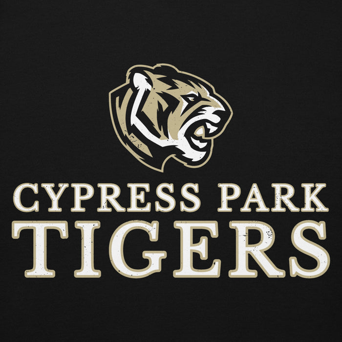 Close-up view of Cypress Park High School Tigers Black Premium Unisex Hoodie 233