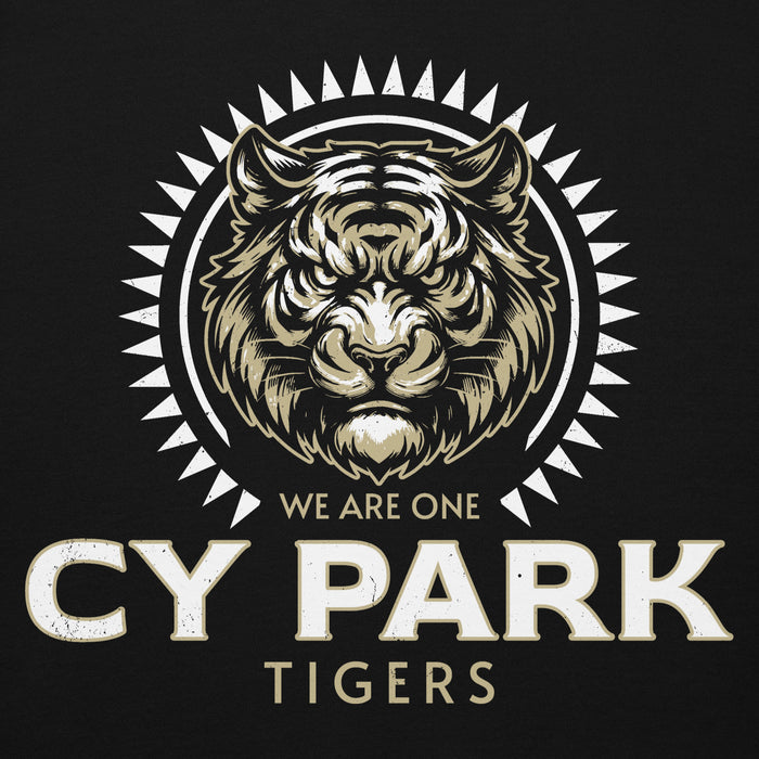 Close-up view of Cypress Park High School Tigers Black Premium Unisex Hoodie 226