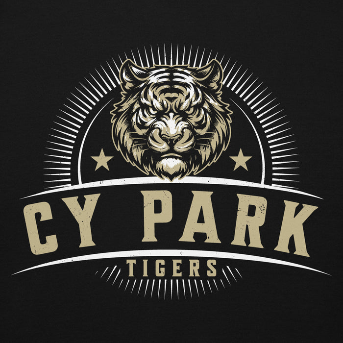 Close-up view of Cypress Park High School Tigers Black Premium Unisex Hoodie 221