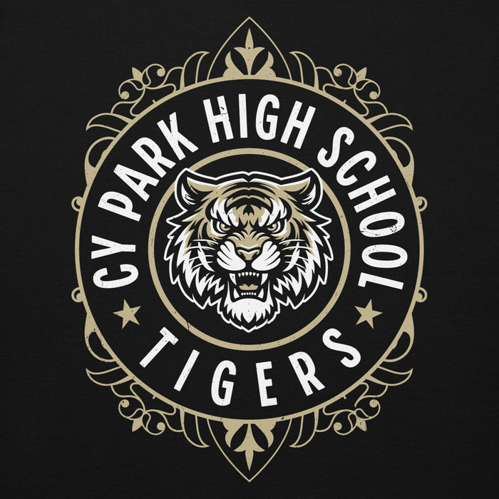 Close-up view of Cypress Park High School Tigers Black Premium Unisex Hoodie 227