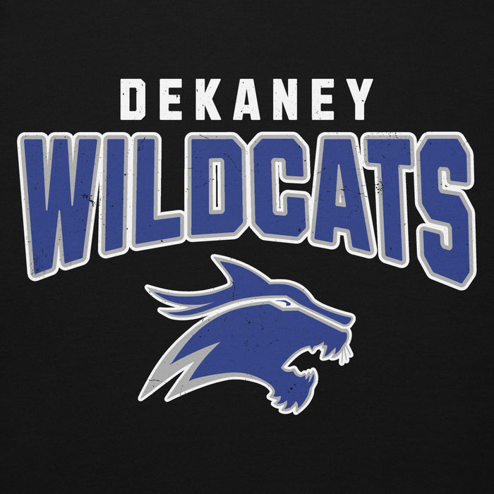 Closeup view of Dekaney High School Wildcats Black Premium Unisex Hoodie 234