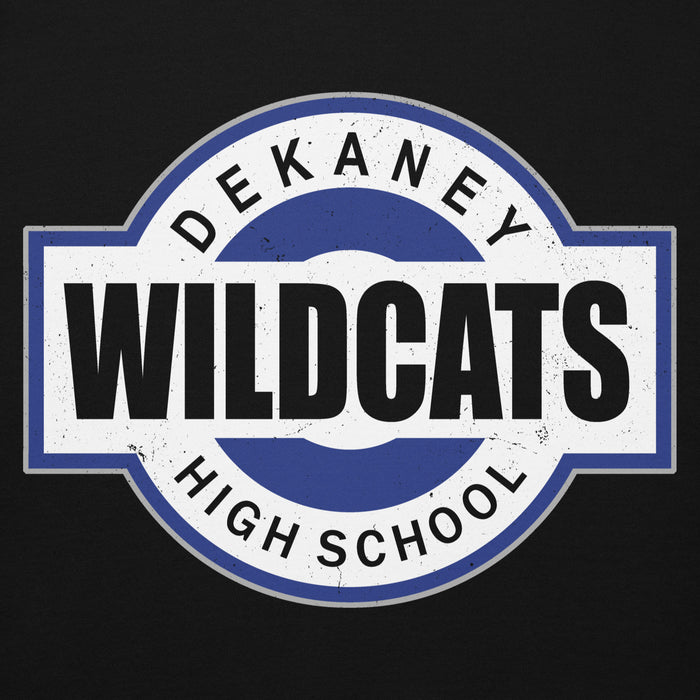 Close-up view of Dekaney High School Wildcats Black Premium Unisex Hoodie 011