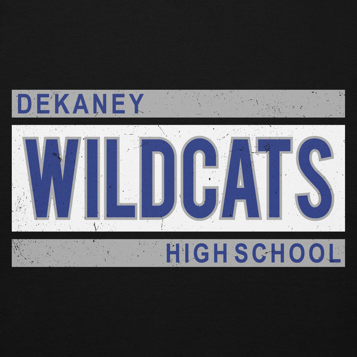 Close-up view of Dekaney High School Wildcats Black Premium Unisex Hoodie 098