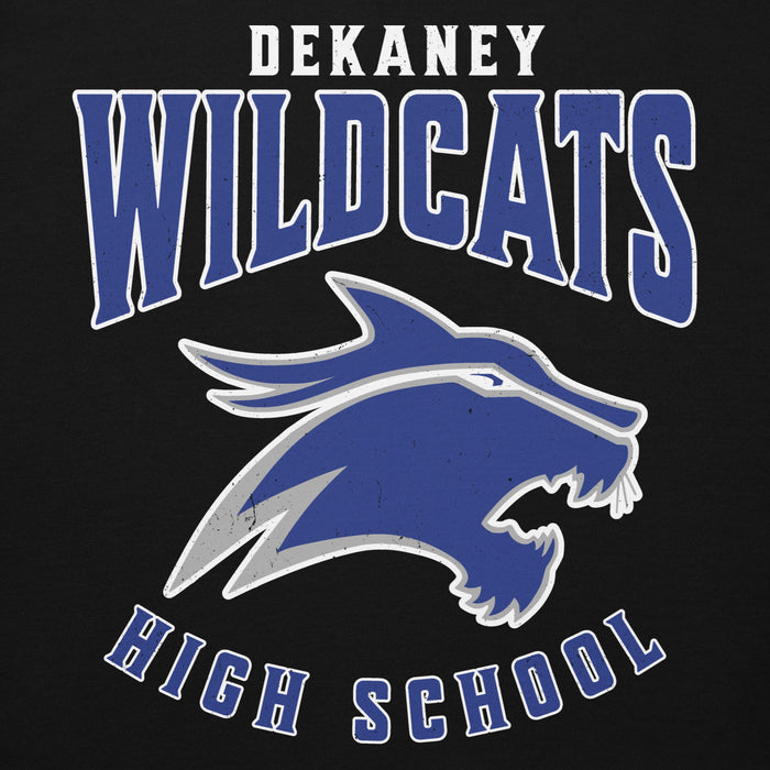 Close-up view of Dekaney High School Wildcats Black Premium Unisex Hoodie 213
