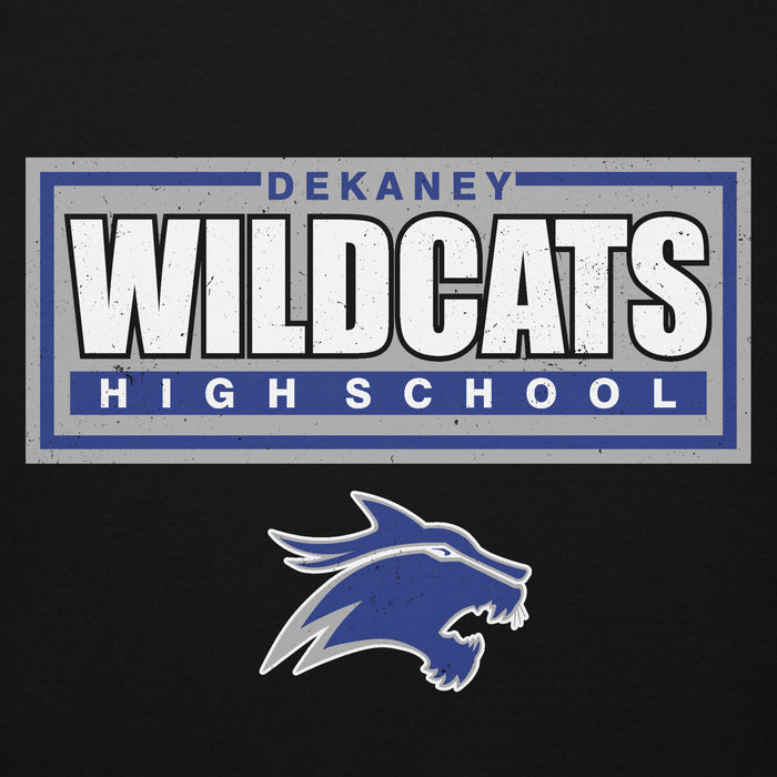 Close-up view of Dekaney High School Wildcats Black Premium Unisex Hoodie 049