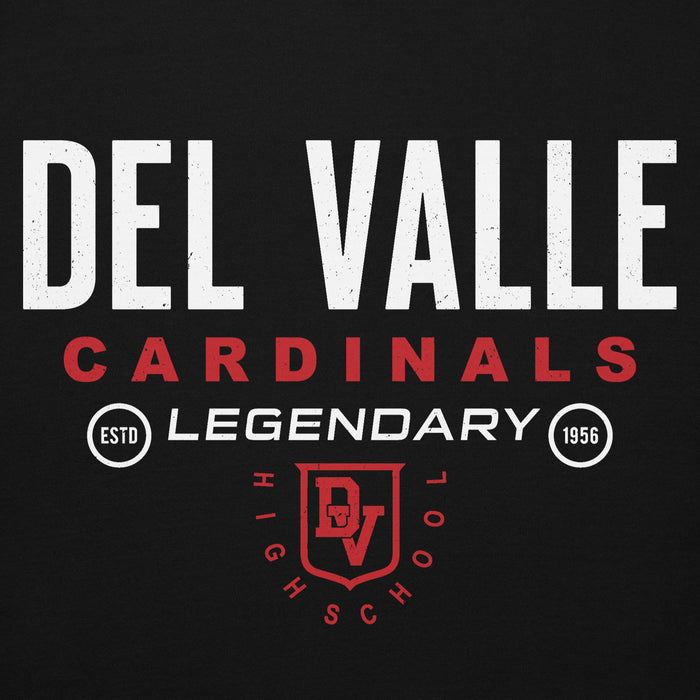 Close-up view of Del Valle High School Cardinals Black Premium Unisex Hoodie 003