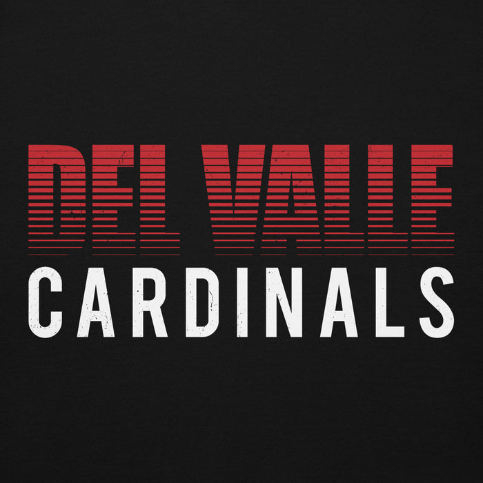 Close-up view of Del Valle High School Cardinals Black Premium Unisex Hoodie 024
