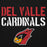Close-up view of Del Valle High School Cardinals Black Premium Unisex Hoodie 017