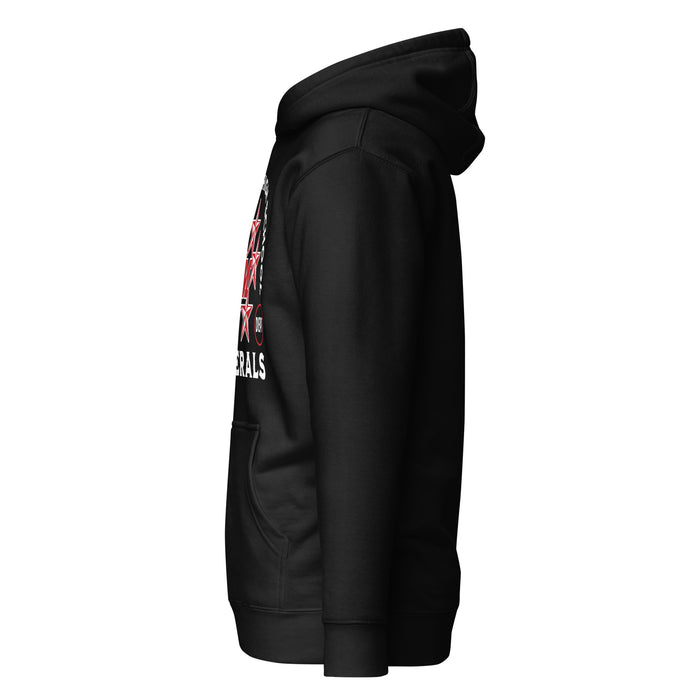 Side view of MacArthur High School Generals Black Premium Unisex Hoodie 208